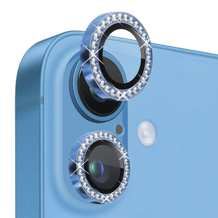 NORTHJO Rhinestone Camera Lens Protector Tempered Glass Metal Ring Film, For iPhone 16 / 16 Plus