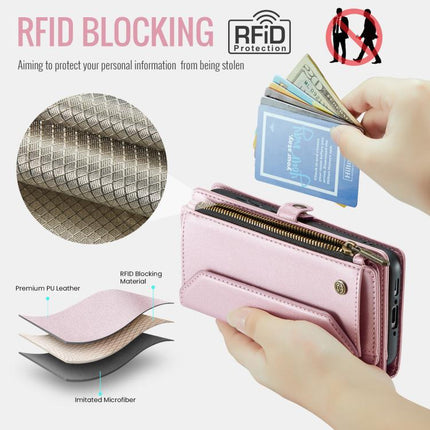CaseMe C36 Card Slots Zipper Wallet RFID Anti-theft Leather Phone Case, For Galaxy S24 FE 5G