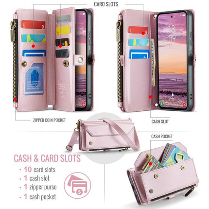 CaseMe C36 Card Slots Zipper Wallet RFID Anti-theft Leather Phone Case, For Samsung Galaxy S25 Edge 5G, For Samsung Galaxy A56 5G, For Samsung Galaxy A36, For Samsung Galaxy S24 FE 5G
