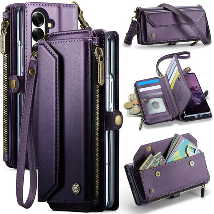 CaseMe C36 Card Slots Zipper Wallet RFID Anti-theft Leather Phone Case, For Samsung Galaxy S25 Edge 5G, For Samsung Galaxy A56 5G, For Samsung Galaxy A36, For Samsung Galaxy S24 FE 5G