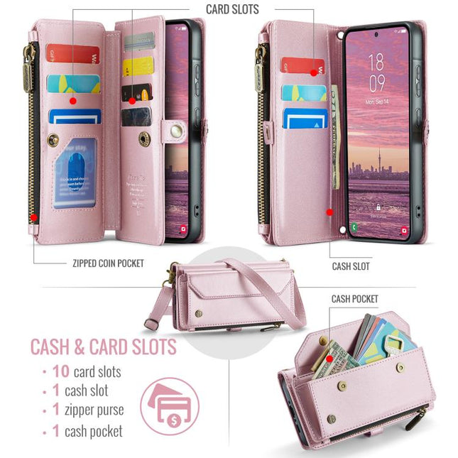 CaseMe C36 Card Slots Zipper Wallet RFID Anti-theft Leather Phone Case, For Samsung Galaxy A37 5G, For Samsung Galaxy S25 FE 5G, For Samsung Galaxy A17 4G, For Samsung Galaxy Z Fold7