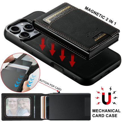 Suteni H19 Litchi Grain 2-in-1 MagSafe Removable Card Box Back Phone Case, For iPhone 15, For iPhone 14 Plus, For iPhone 14, For iPhone 14 Pro, For iPhone 14 Pro Max, For iPhone 13 Pro Max, For iPhone 13 Pro, For iPhone 13, For iPhone 12               ...