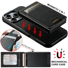Suteni H19 Litchi Grain 2-in-1 MagSafe Removable Card Box Back Phone Case