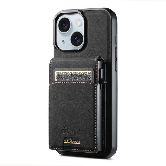 Suteni H19 Litchi Grain 2-in-1 MagSafe Removable Card Box Back Phone Case
