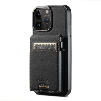 Suteni H19 Litchi Grain 2-in-1 MagSafe Removable Card Box Back Phone Case, For iPhone 15, For iPhone 14 Plus, For iPhone 14, For iPhone 14 Pro, For iPhone 14 Pro Max, For iPhone 13 Pro Max, For iPhone 13 Pro, For iPhone 13, For iPhone 12               ...