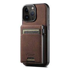 Suteni H19 Litchi Grain 2-in-1 MagSafe Removable Card Box Back Phone Case