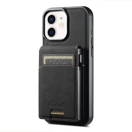 Suteni H19 Litchi Grain 2-in-1 MagSafe Removable Card Box Back Phone Case, For iPhone 15, For iPhone 14 Plus, For iPhone 14, For iPhone 14 Pro, For iPhone 14 Pro Max, For iPhone 13 Pro Max, For iPhone 13 Pro, For iPhone 13, For iPhone 12               ...