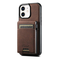 Suteni H19 Litchi Grain 2-in-1 MagSafe Removable Card Box Back Phone Case