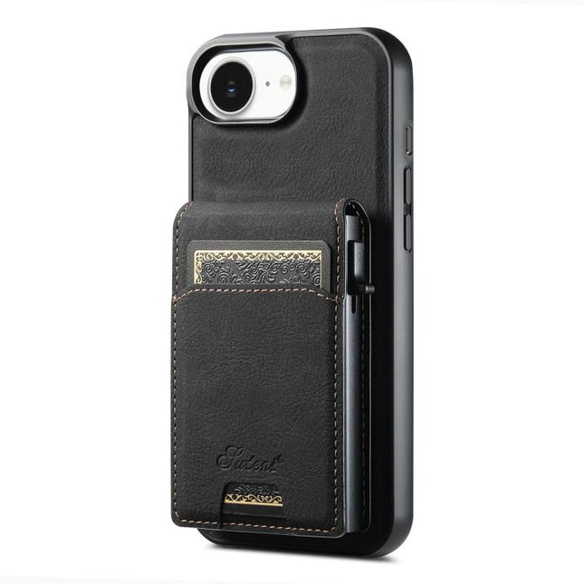 Suteni H19 Litchi Grain 2-in-1 MagSafe Removable Card Box Back Phone Case, For iPhone 12 Pro, For iPhone 17e / 16e