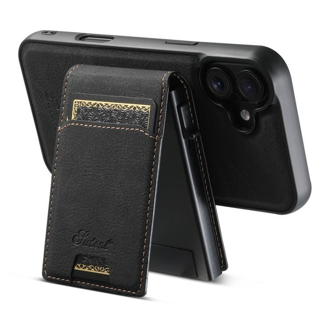 Suteni H19 Litchi Grain 2-in-1 MagSafe Removable Card Box Back Phone Case, For iPhone 17e / 16e, For iPhone 17 Pro Max, For iPhone 17 Pro, For iPhone 17, For iPhone Air, For iPhone 16 Pro Max, For iPhone 16 Pro, For iPhone 16 Plus, For iPhone 16       ...