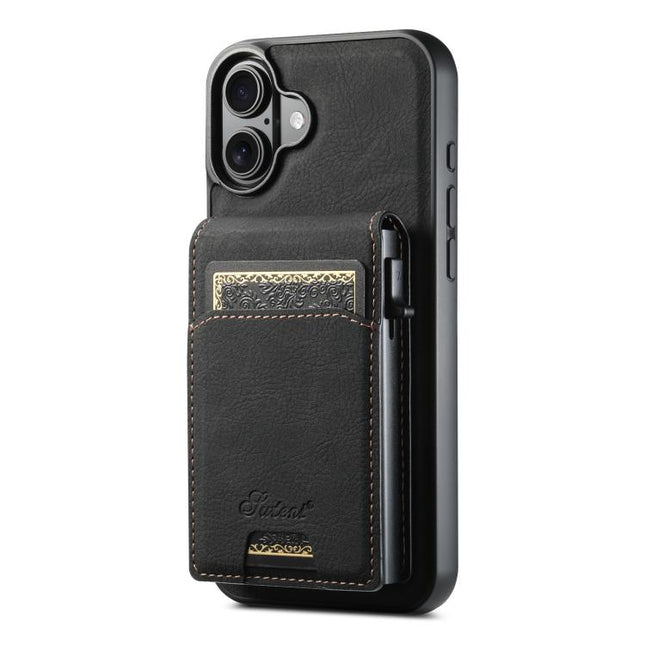Suteni H19 Litchi Grain 2-in-1 MagSafe Removable Card Box Back Phone Case, For iPhone 17e / 16e, For iPhone 17 Pro Max, For iPhone 17 Pro, For iPhone 17, For iPhone Air, For iPhone 16 Pro Max, For iPhone 16 Pro, For iPhone 16 Plus, For iPhone 16       ...