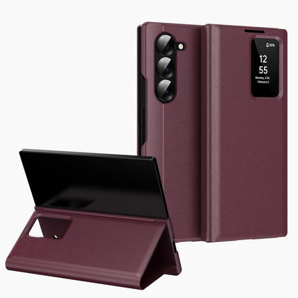 Smart View Window Leather Phone Case with Card Slot, For Samsung Galaxy Z Fold4, For Samsung Galaxy S22 Ultra 5G, For Samsung Galaxy S22+ 5G, For Samsung Galaxy S22 5G