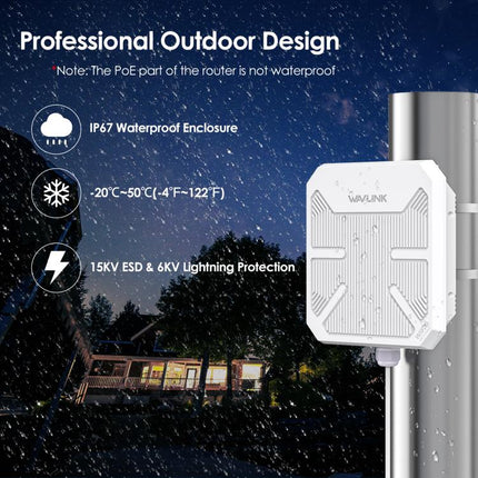 WAVLINK WN573HP3 Built-In 12dBi Directional Antenna Outdoor AX3000 Dual Band Repeater, US Plug, EU Plug, UK Plug, AU Plug