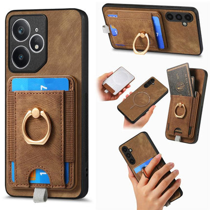 Retro Splitable Magnetic Card Bag Leather Phone Case, For Realme Neo7