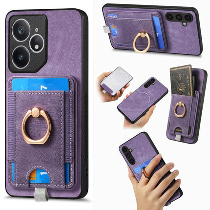 Retro Splitable Magnetic Card Bag Leather Phone Case, For Realme Neo7