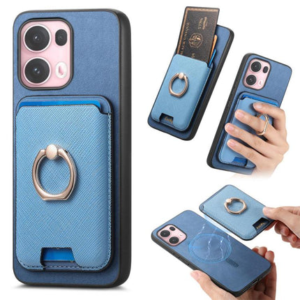 Retro Cross Leather Ring Vertical Insert Card Bag MagSafe Phone Case, For OPPO Reno13 Pro Global, For OPPO Reno13 Global, For OPPO Reno13 F