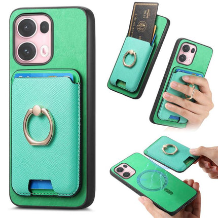 Retro Cross Leather Ring Vertical Insert Card Bag MagSafe Phone Case, For OPPO Reno13 Pro Global, For OPPO Reno13 Global, For OPPO Reno13 F