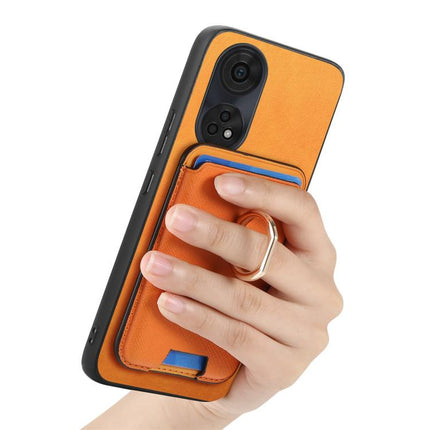 Retro Cross Leather Ring Vertical Insert Card Bag MagSafe Phone Case, For OPPO Reno12 Pro Global, For OPPO Reno12 Global, For OPPO A3 Pro