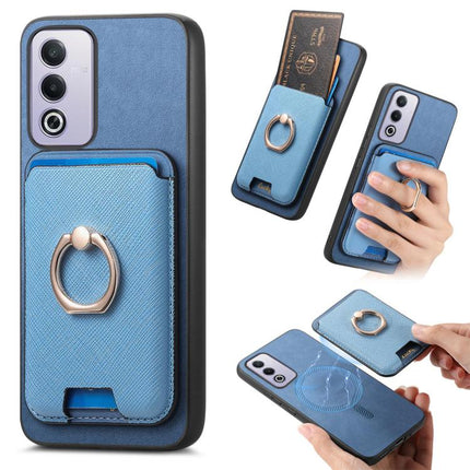 Retro Cross Leather Ring Vertical Insert Card Bag MagSafe Phone Case, For OPPO Reno12 Pro Global, For OPPO Reno12 Global, For OPPO A3 Pro