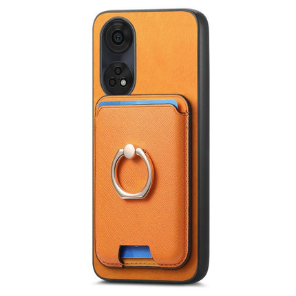 Retro Cross Leather Ring Vertical Insert Card Bag MagSafe Phone Case, For OPPO Reno11 F, For OPPO Reno11 Global, For OPPO Reno11 Pro Global