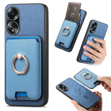 Retro Cross Leather Ring Vertical Insert Card Bag MagSafe Phone Case, For OPPO A58 4G, For OPPO A78 4G, For OPPO Reno10 Pro+ 5G