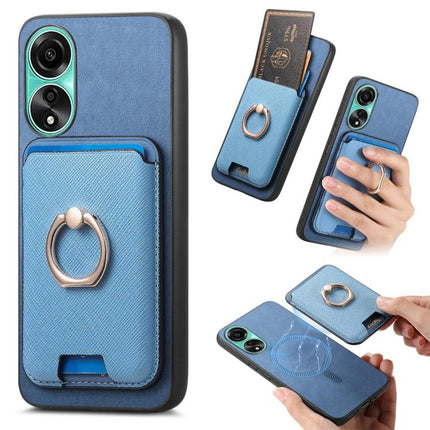Retro Cross Leather Ring Vertical Insert Card Bag MagSafe Phone Case, For OPPO A58 4G, For OPPO A78 4G, For OPPO Reno10 Pro+ 5G