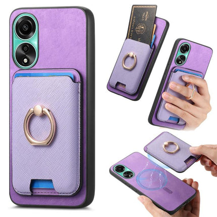Retro Cross Leather Ring Vertical Insert Card Bag MagSafe Phone Case, For OPPO A58 4G, For OPPO A78 4G, For OPPO Reno10 Pro+ 5G
