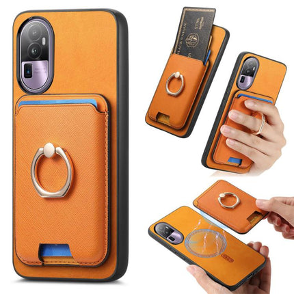 Retro Cross Leather Ring Vertical Insert Card Bag MagSafe Phone Case, For OPPO A58 4G, For OPPO A78 4G, For OPPO Reno10 Pro+ 5G