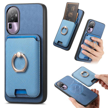 Retro Cross Leather Ring Vertical Insert Card Bag MagSafe Phone Case, For OPPO A58 4G, For OPPO A78 4G, For OPPO Reno10 Pro+ 5G