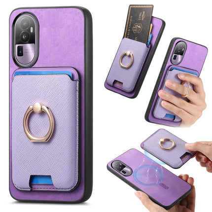 Retro Cross Leather Ring Vertical Insert Card Bag MagSafe Phone Case, For OPPO A58 4G, For OPPO A78 4G, For OPPO Reno10 Pro+ 5G