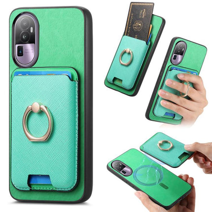 Retro Cross Leather Ring Vertical Insert Card Bag MagSafe Phone Case, For OPPO A58 4G, For OPPO A78 4G, For OPPO Reno10 Pro+ 5G