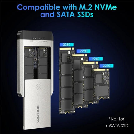 WAVLINK ST347 One-Click Offline Clone Dual Slot M.2 SSD Enclosure USB-C 3.2 Gen2 10Gbps, ST347