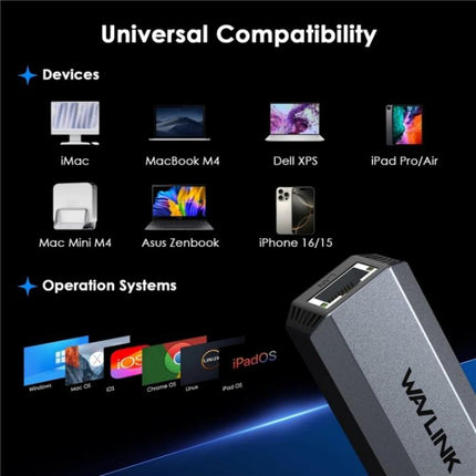 WAVLINK WL-NWU341G Laptop USB-C to 5000Mbps RJ45 LAN Ethernet Network Adapter, NWU341G