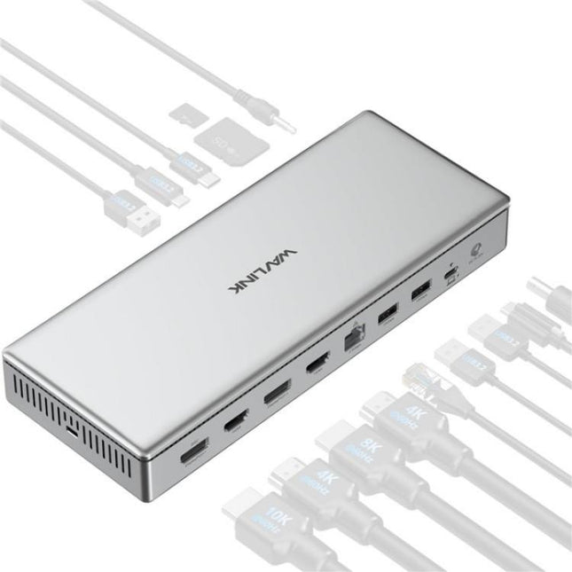 WAVLINK WL-UG75PD1-DH2 USB-C / Type-C Displaylink DL7400 Docking Station Support Quad Display, UG75PD1-DH2