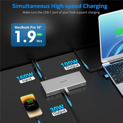 WAVLINK WL-UG75PD1-DH2 USB-C / Type-C Displaylink DL7400 Docking Station Support Quad Display