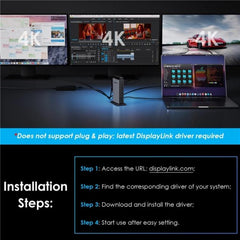 WAVLINK WL-UG69PD13Pro DisplayLink Docking Station 15 in 1 USB-C Hub for MacBook Laptop