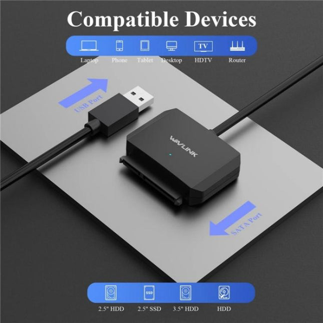 WAVLINK WL-ST345A 5Gbps Data Transfer Converter USB 3.0 to SATA III Hard Drive Adapter