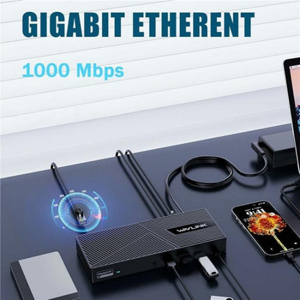 WAVLINK UG63PD25 15 in 1 DisplayLink Docking Station Support Triple Display 130W Power-in