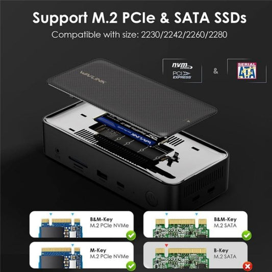 WAVLINK UMD23M For Laptop Tablet 13 in 1 USB-C Hub 10Gbps M.2 Pcie / SATA SSD Enclosure, UMD23M