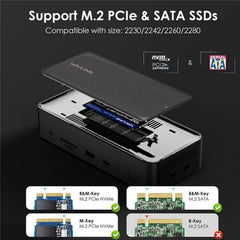 WAVLINK UMD23M For Laptop Tablet 13 in 1 USB-C Hub 10Gbps M.2 Pcie / SATA SSD Enclosure, UMD23M
