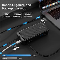 WAVLINK UMD23M For Laptop Tablet 13 in 1 USB-C Hub 10Gbps M.2 Pcie / SATA SSD Enclosure, UMD23M