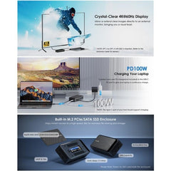 WAVLINK UMD23M For Laptop Tablet 13 in 1 USB-C Hub 10Gbps M.2 Pcie / SATA SSD Enclosure, UMD23M
