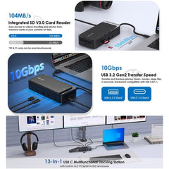 WAVLINK UMD23M For Laptop Tablet 13 in 1 USB-C Hub 10Gbps M.2 Pcie / SATA SSD Enclosure, UMD23M