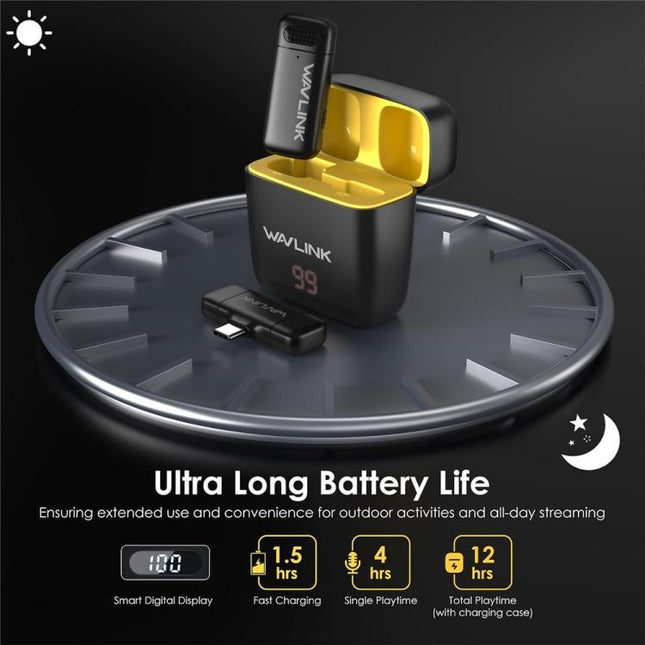 WAVLINK WS-WAJ606C1 Lavalier Noise Reduction Wireless Microphone with 8 Pin RX Receiver, WS-WAJ606C1