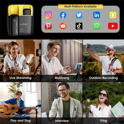 WAVLINK WS-WAJ606C1 Lavalier Noise Reduction Wireless Microphone with 8 Pin RX Receiver, WS-WAJ606C1