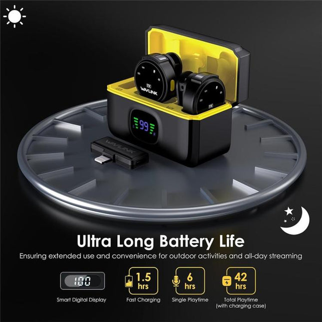 WAVLINK 608C Magnetic Lavalier Wireless Dual Microphone with 8 Pin RX Receiver, 608C