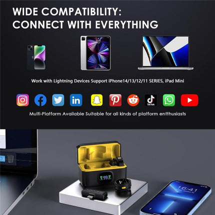 WAVLINK 608C Magnetic Lavalier Wireless Dual Microphone with 8 Pin RX Receiver, 608C