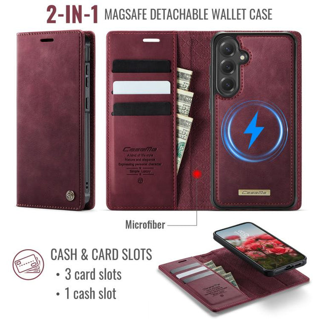CaseMe C49 Magnetic RFID Blocking Detachable Wallet Leather Phone Case, For Samsung Galaxy S25 FE 5G, For Samsung Galaxy S25 Edge 5G, For Samsung Galaxy A56 5G, For Samsung Galaxy S25 Ultra 5G