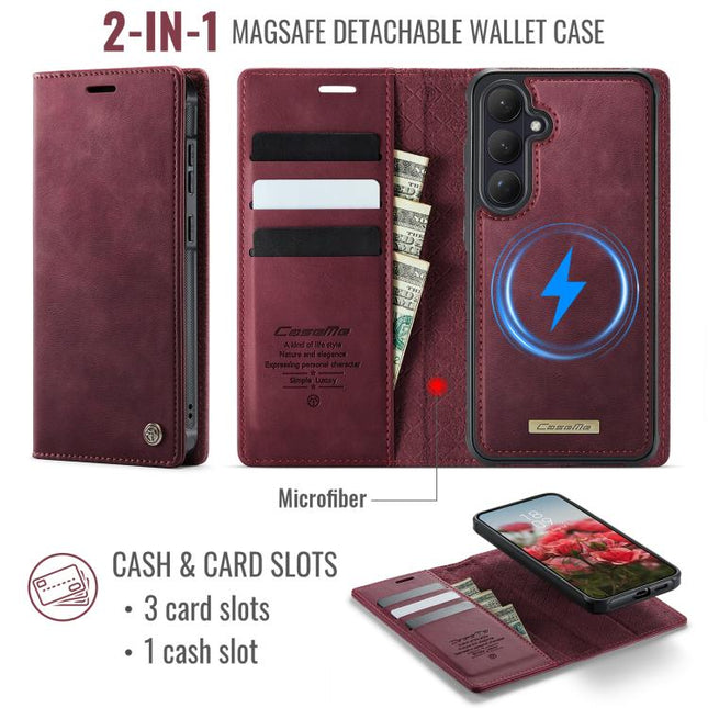 CaseMe C49 Magnetic RFID Blocking Detachable Wallet Leather Phone Case, For Samsung Galaxy S26+ 5G, For Samsung Galaxy S26 Ultra 5G, For Samsung Galaxy S26 5G, For Samsung Galaxy A57 5G