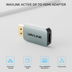 WAVLINK CAH5 For PC TV Projector DisplayPort to HDMI Adapter 4K 60Hz Video Converter